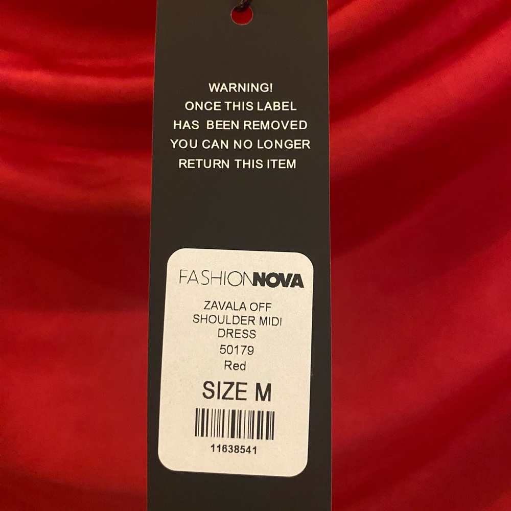 Fashion Nova Zavala Off Shoulder Midi Dress - Red - Picture 6 of 9